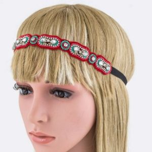 Crystal & beads boho stretch headband